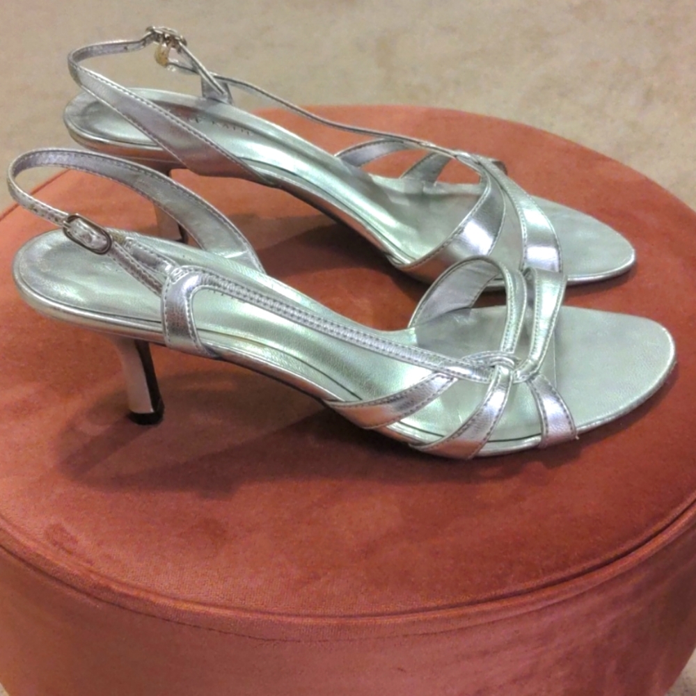 Silver high heeled sandals
